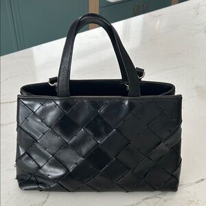 Elegant Cole Haan Black Woven Leather Bag